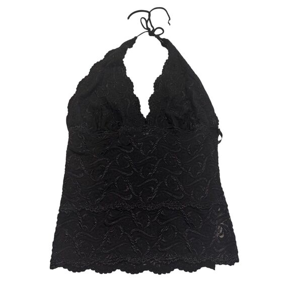 Vintage Y2K Bebe Black Lace Scalloped Halter Top – Made in USA – Women’s M - Picture 1 of 8